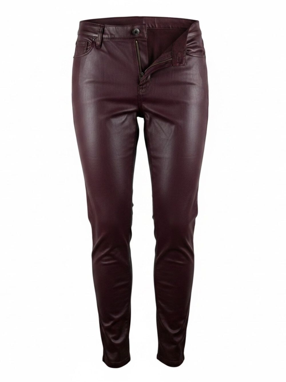 WHBM White House Black Market Women’s Plum Burgundy  Skinny Coated Jeans Size 14
